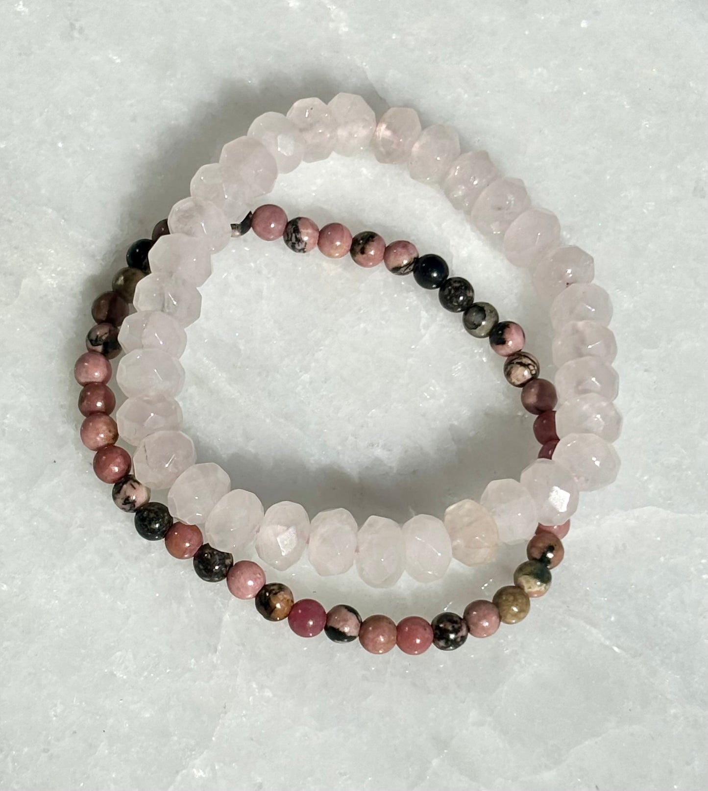The Rose Quartz & Rhodonite Crystal Bracelet