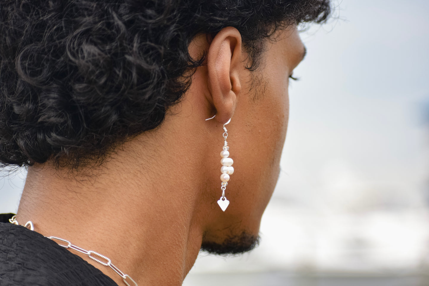 Pearl & Heart dangle earrings