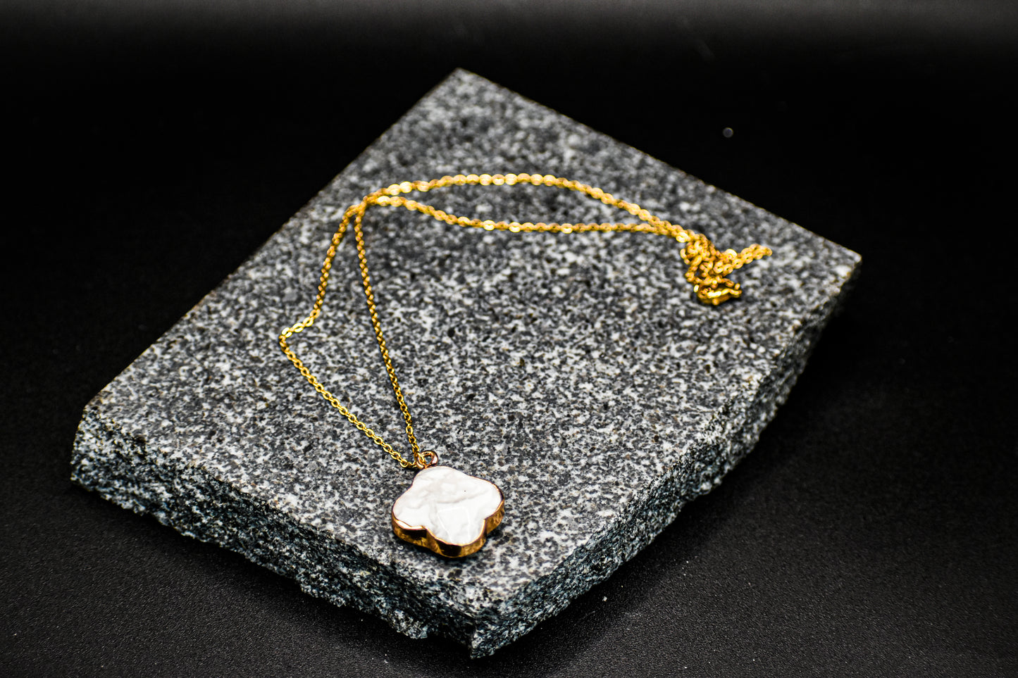 Crystal Necklace with Gold Quatrefoil