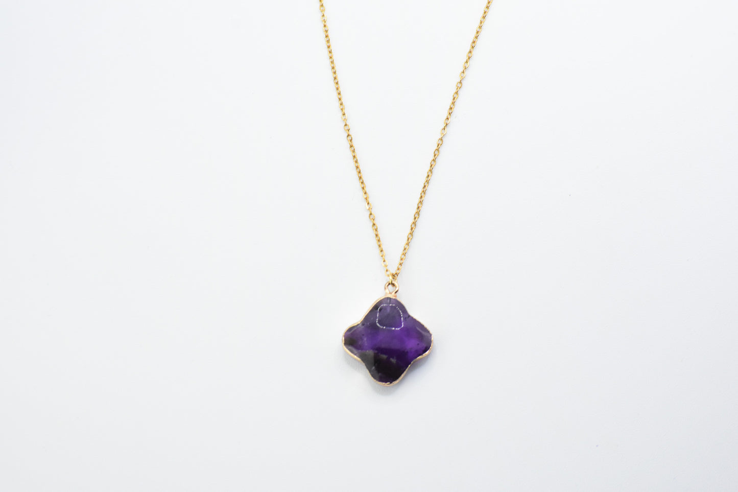 Crystal Necklace with Gold Quatrefoil