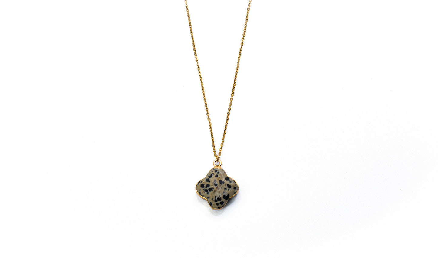 Crystal Necklace with Gold Quatrefoil