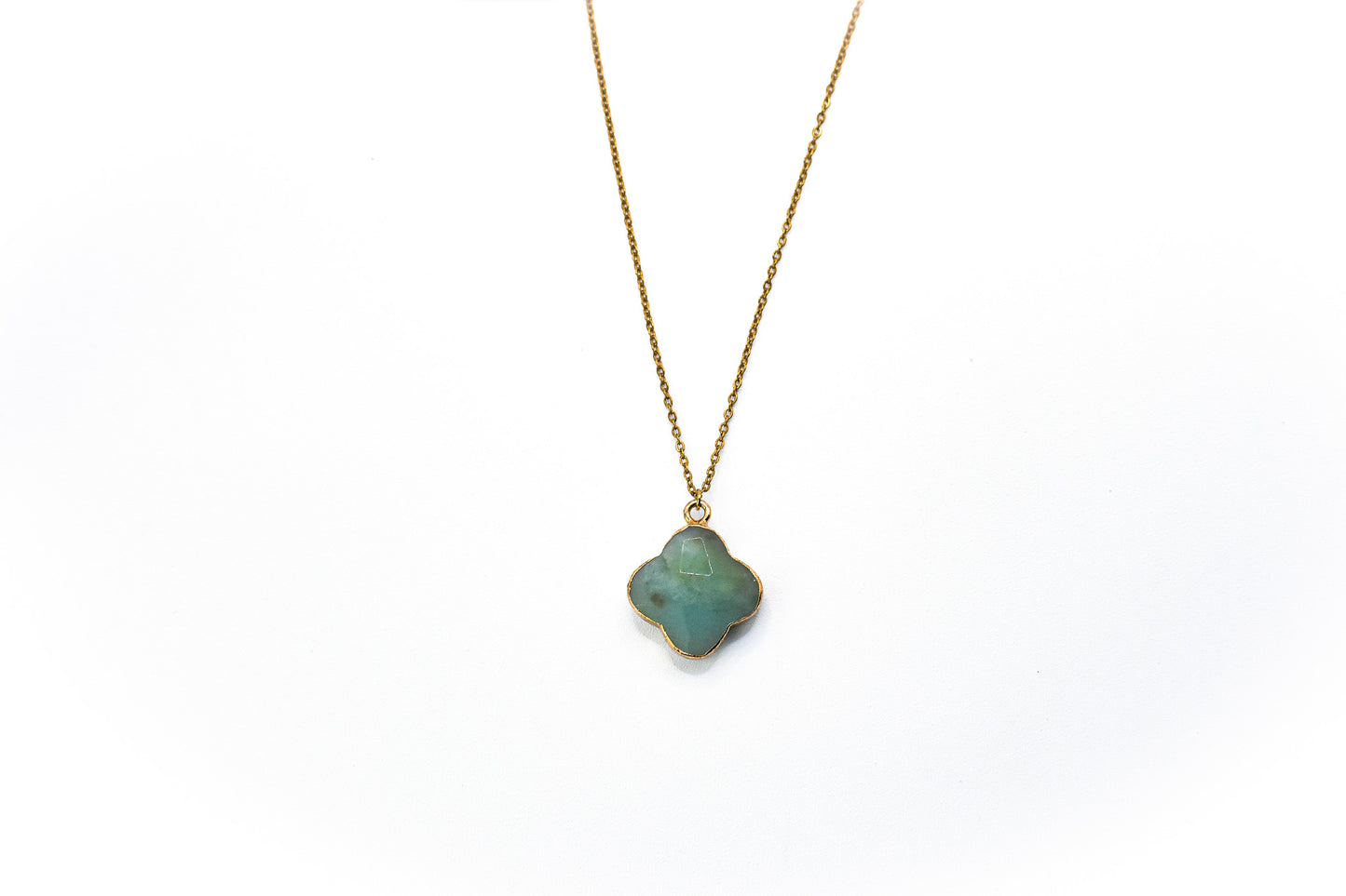 Crystal Necklace with Gold Quatrefoil