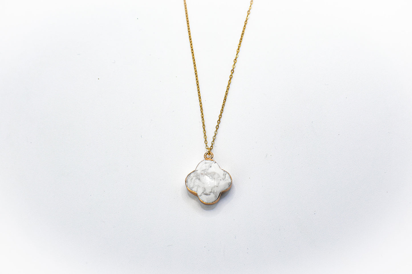 Crystal Necklace with Gold Quatrefoil