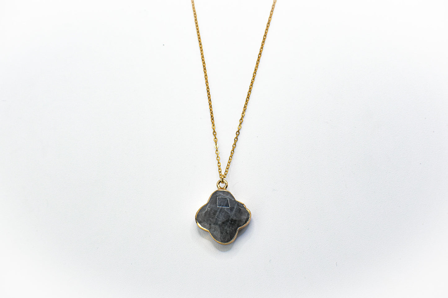 Crystal Necklace with Gold Quatrefoil