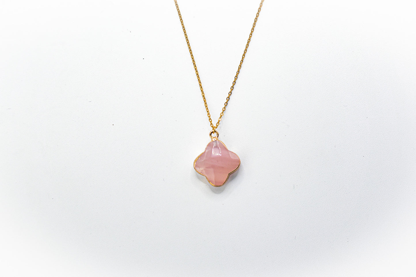 Crystal Necklace with Gold Quatrefoil
