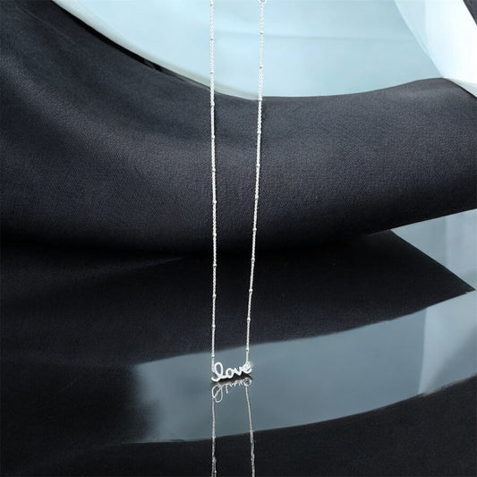 Sterling Silver Love Script Necklace – Minimalist Dainty Pendant for Women | MeiraSol Jewelry