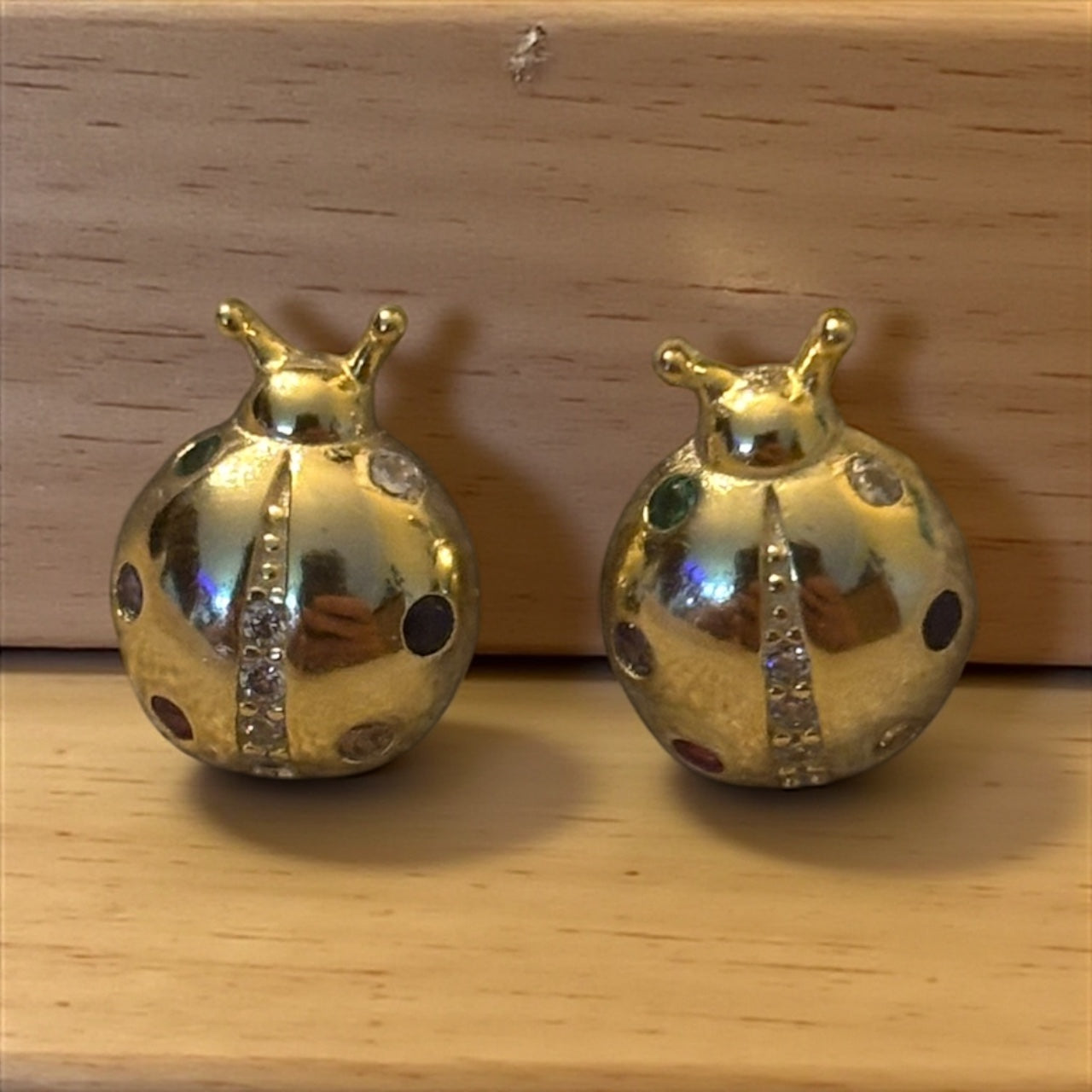 Golden Lucky ladybug earrings ￼