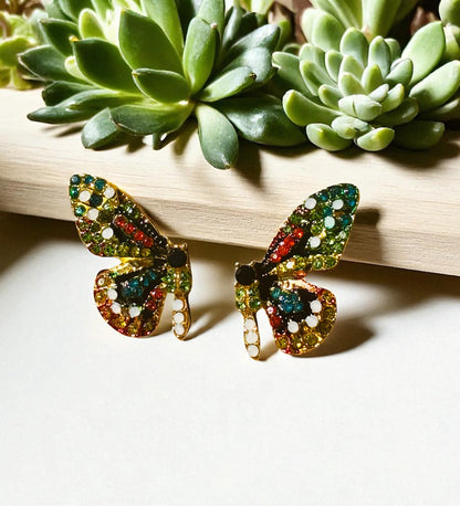 Rhinestone Butterfly Earrings ￼